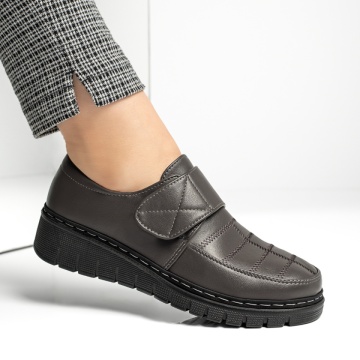 Pantofi casual dama cu platforma si inchidere cu scai gri MOD13050, 3, modlet.ro