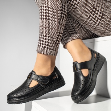 Pantofi casual dama cu platforma si perforatii negri MOD14262, 2, modlet.ro