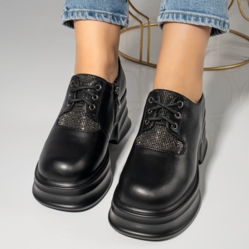 Pantofi casual dama cu platforma si strasuri negri MOD12095, 4, modlet.ro