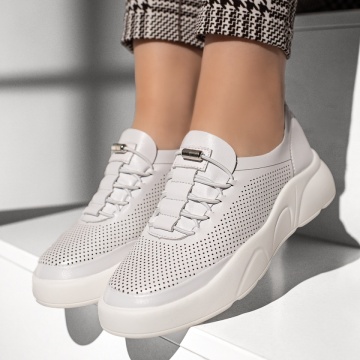 Pantofi casual dama cu siret elastic albi ZEF13365, 1, zeforia.ro
