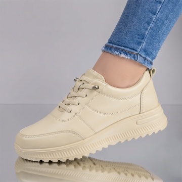 Pantofi casual dama cu siret elastic bej IOANA29