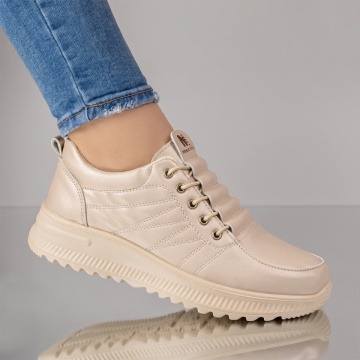 Pantofi casual dama cu siret elastic bej IOANA2, 3, modlet.ro