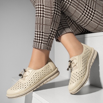 Pantofi casual dama cu siret elastic bej ZEF13355, 1, zeforia.ro