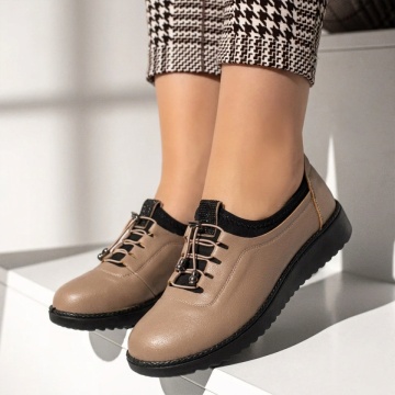 Pantofi dama, Pantofi casual dama cu siret elastic maro LILI2, modlet.ro