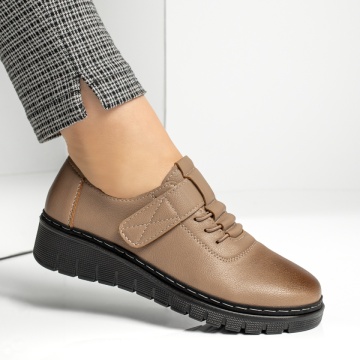 Pantofi casual dama cu siret elastic maro MOD10331, 3, modlet.ro