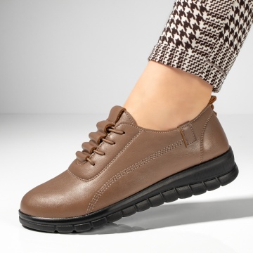 Pantofi casual dama cu siret elastic maro MOD12424, 1, modlet.ro