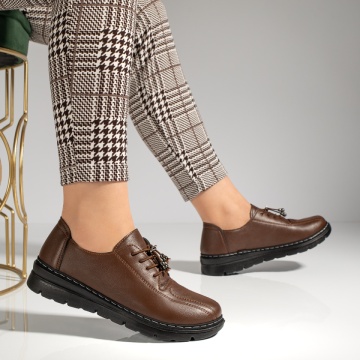 Pantofi casual dama cu siret elastic maro MOD12982, 4, modlet.ro