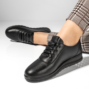 Pantofi casual dama cu siret elastic negri MOD12424, 1, modlet.ro