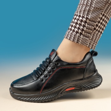 Pantofi casual dama cu siret elastic negri MOD14228