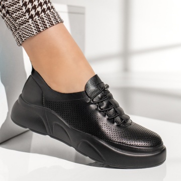 Pantofi casual dama cu siret elastic negri ZEF13365, 3, zeforia.ro