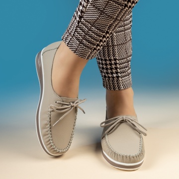 Reduceri pantofi casual dama, Pantofi casual dama cu siret khaki GINA7, modlet.ro