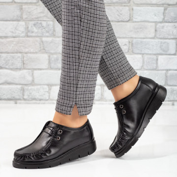 Pantofi casual dama cu siret negri din Piele naturala MOD03669, 3, modlet.ro