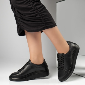 Pantofi casual dama cu siret negri din Piele naturala MOD11891, 2, modlet.ro