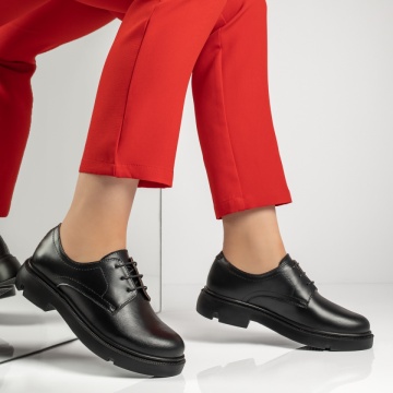 Pantofi casual dama cu siret negri din Piele naturala MOD13415, 3, modlet.ro