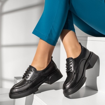 Pantofi dama, Pantofi casual dama cu siret negri din Piele naturala MOD14046, modlet.ro