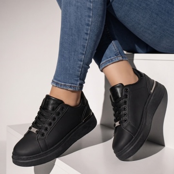 Pantofi casual dama cu siret negri NORA3
