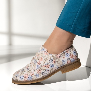 Pantofi casual dama cu siret si imprimeu albi MOD14309, 2, modlet.ro