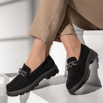 Pantofi casual dama cu strasuri negru suede MOD09981, 1, modlet.ro