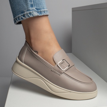 Pantofi casual dama cu talpa groasa khaki MOD10953, 4, modlet.ro