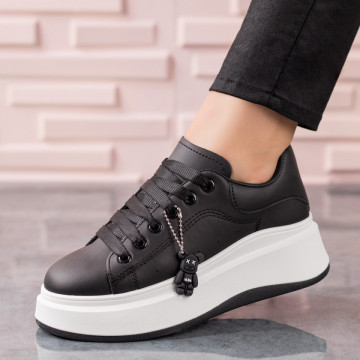 Pantofi casual dama cu talpa groasa negri MOD09606, 2, modlet.ro