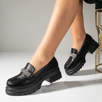 Pantofi casual dama cu talpa groasa negri MOD11037, 2, modlet.ro
