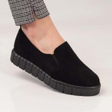 Pantofi casual dama cu talpa groasa negru suede MOD04422, 2, modlet.ro