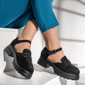Pantofi casual dama cu talpa groasa negru suede MOD13017, 4, modlet.ro