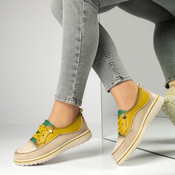 Pantofi casual dama cu talpa joasa galbeni MOD13162, 2, modlet.ro