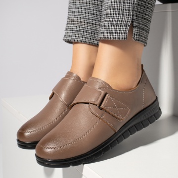 Pantofi casual dama cu talpa joasa si inchidere cu scai maro MOD11937, 3, modlet.ro
