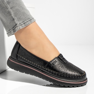 Pantofi casual dama cu talpa joasa si perforatii negri MOD13167, 4, modlet.ro
