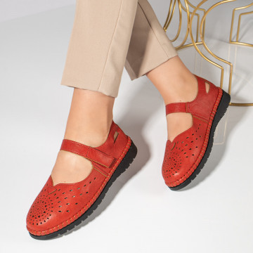 Pantofi casual dama cu talpa joasa si perforatii visinii ANA57, 2, modlet.ro