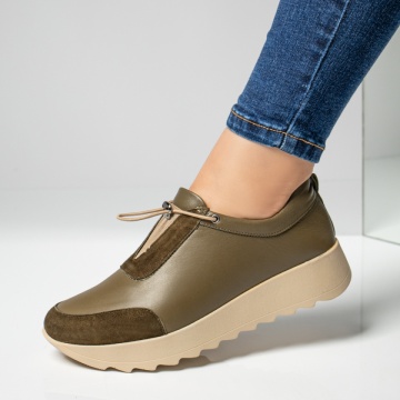 Pantofi casual dama khaki suede din Piele naturala ZEF03626, 1, zeforia.ro