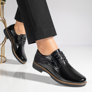 Pantofi casual dama negri cu aspect lucios din Piele naturala MOD10892, 4, modlet.ro