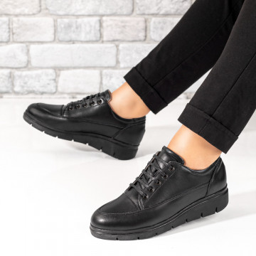 Pantofi casual dama negri cu talpa groasa din Piele naturala MOD10249, 3, modlet.ro