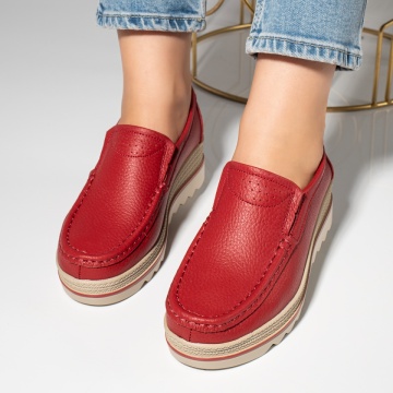 Pantofi casual dama rosii din Piele naturala MOD10093, 3, modlet.ro
