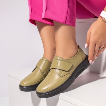 Pantofi casual dama verzi din Piele naturala cu scai MOD10462, 3, modlet.ro
