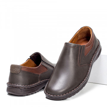 Pantofi casual maro inchis din Piele naturala barbati MDL00315