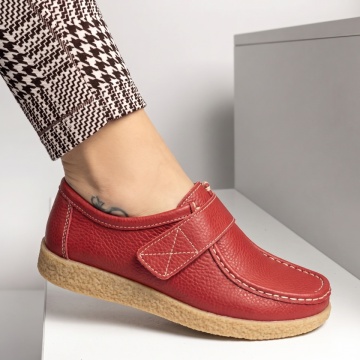 Pantofi casual dama, Pantofi casual rosii dama cu talpa joasa din Piele naturala MOD06086, modlet.ro