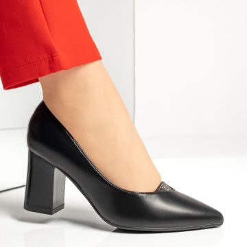 Pantofi cu toc gros dama negri MOD13361, 3, modlet.ro