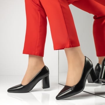 Pantofi cu toc gros dama negri MOD13362, 1, modlet.ro