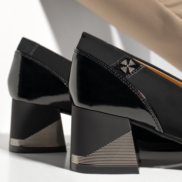 Pantofi cu toc gros dama negru suede MOD12090, 4, modlet.ro