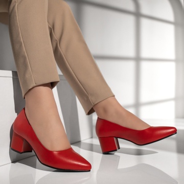 Pantofi cu toc gros dama rosii MOD11949, 4, modlet.ro