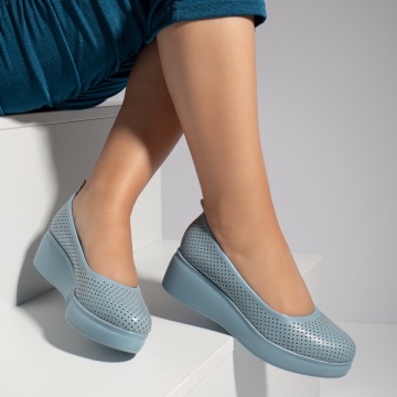 Pantofi dama casual cu platforma si perforatii albastri MOD11655, 4, modlet.ro