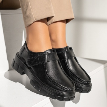 Pantofi dama casual cu scai si talpa groasa negri din Piele naturala MOD13977, 4, modlet.ro