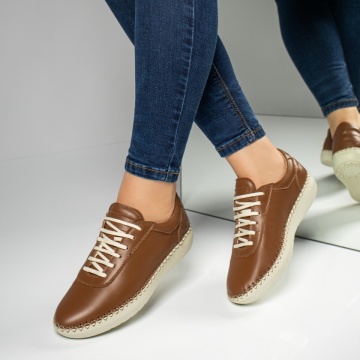 Pantofi dama casual maro cu siret din Piele naturala MOD03629, 3, modlet.ro