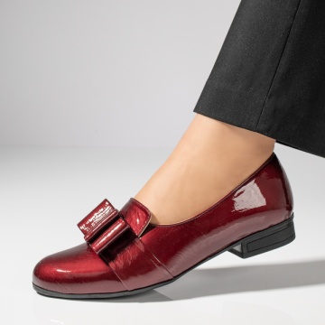 Pantofi dama cu funda bordo lacuiti din Piele naturala MOD06411, 1, modlet.ro