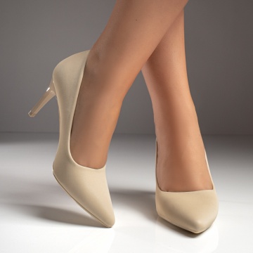 Pantofi dama cu toc bej MOD12123, 2, modlet.ro