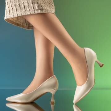 Pantofi dama cu toc bej MOD13931, 2, modlet.ro