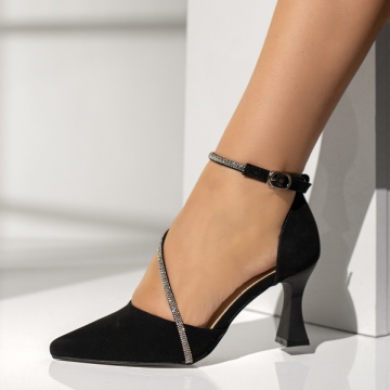 Pantofi dama cu toc conic si bareta negri MOD13921, 2, modlet.ro