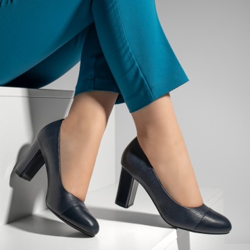 Pantofi dama cu toc gros albastri MOD12892, 3, modlet.ro